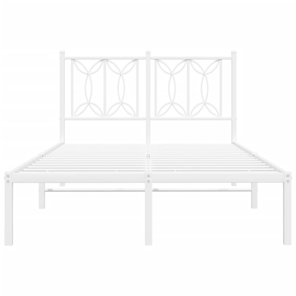 Bedframe met hoofdbord metaal wit 120x190 cm – afbeelding 4