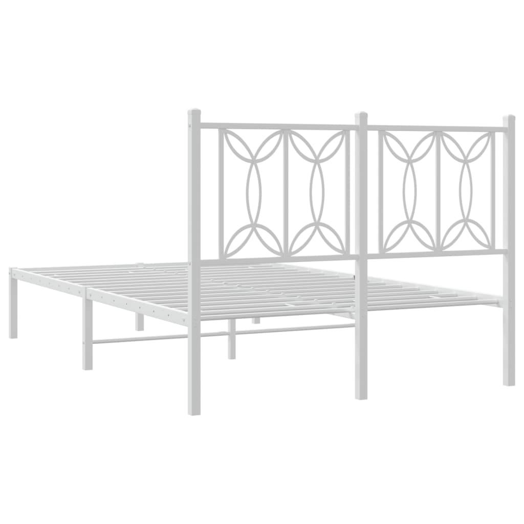 Bedframe met hoofdbord metaal wit 120x190 cm – afbeelding 6