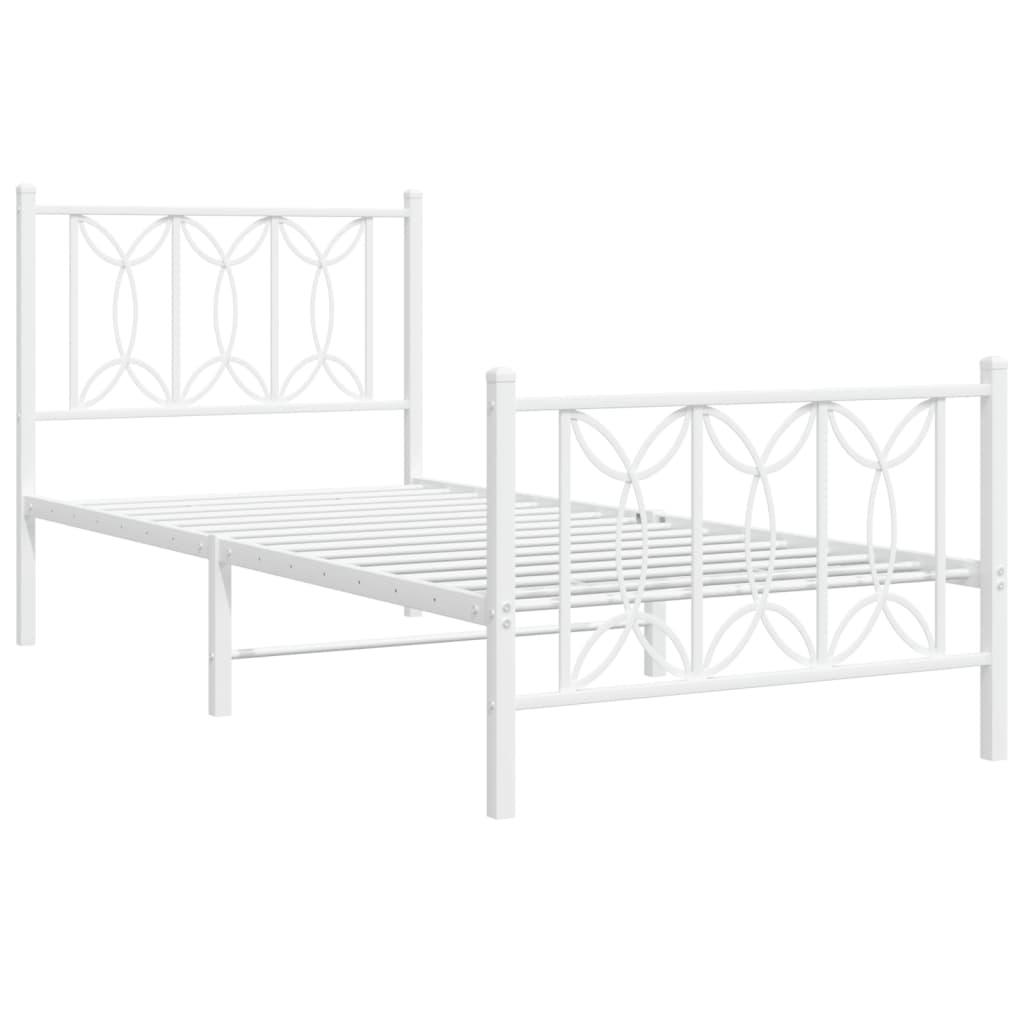 Bedframe met hoofd- en voeteneinde metaal wit 75x190 cm – afbeelding 3