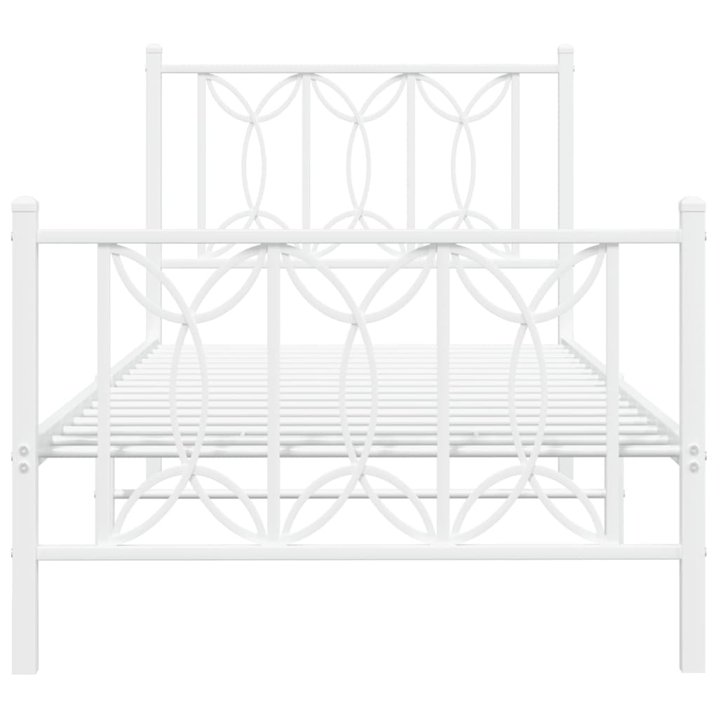 Bedframe met hoofd- en voeteneinde metaal wit 75x190 cm – afbeelding 4