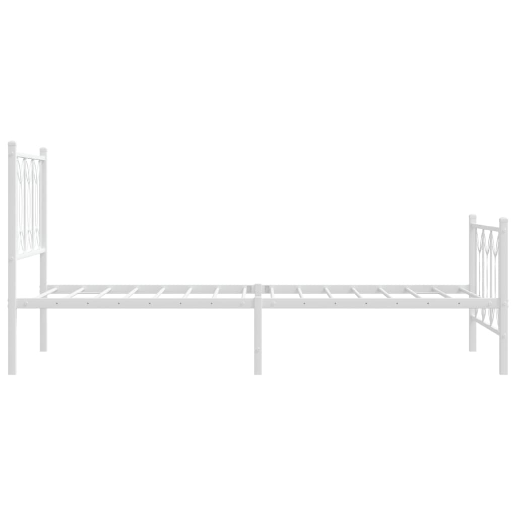Bedframe met hoofd- en voeteneinde metaal wit 75x190 cm – afbeelding 5