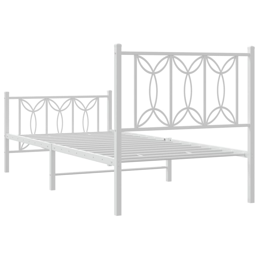 Bedframe met hoofd- en voeteneinde metaal wit 75x190 cm – afbeelding 6