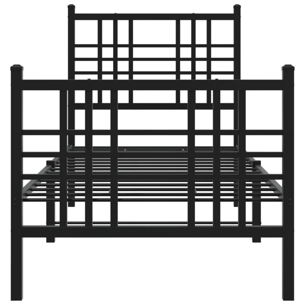 Bedframe met hoofd- en voeteneinde metaal zwart 75x190 cm – afbeelding 4