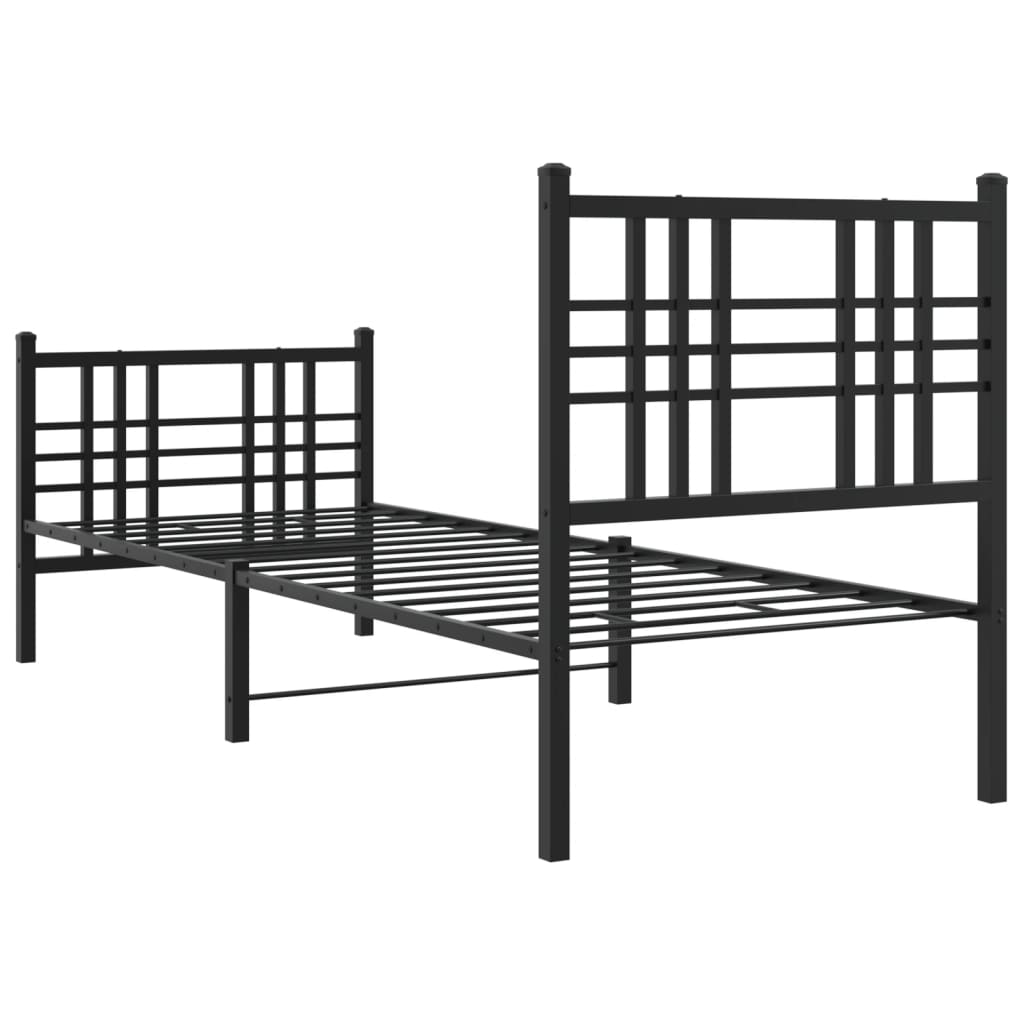 Bedframe met hoofd- en voeteneinde metaal zwart 75x190 cm – afbeelding 6