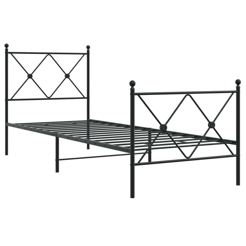 Bedframe met hoofd- en voeteneinde metaal zwart 80x200 cm – afbeelding 3