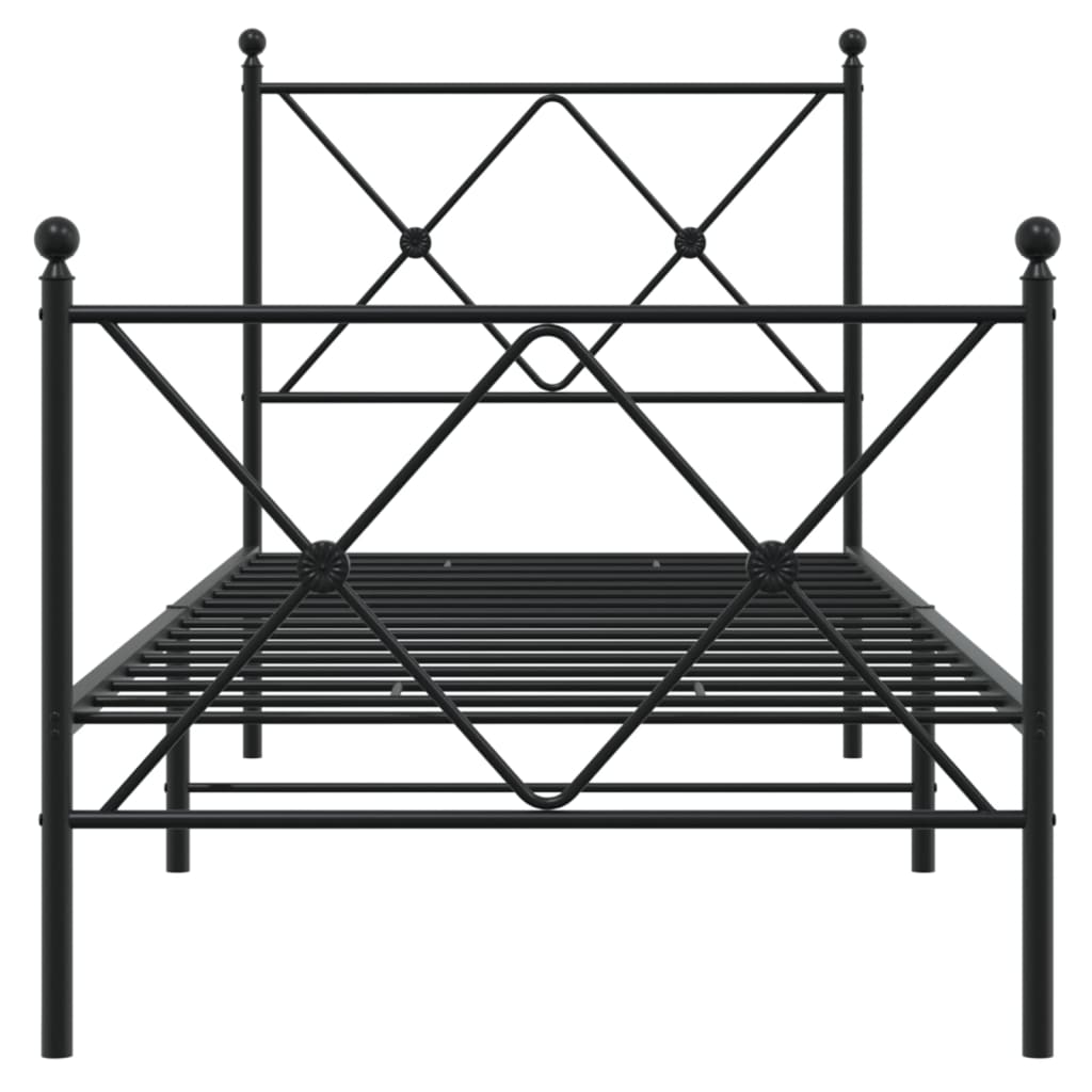 Bedframe met hoofd- en voeteneinde metaal zwart 80x200 cm – afbeelding 4