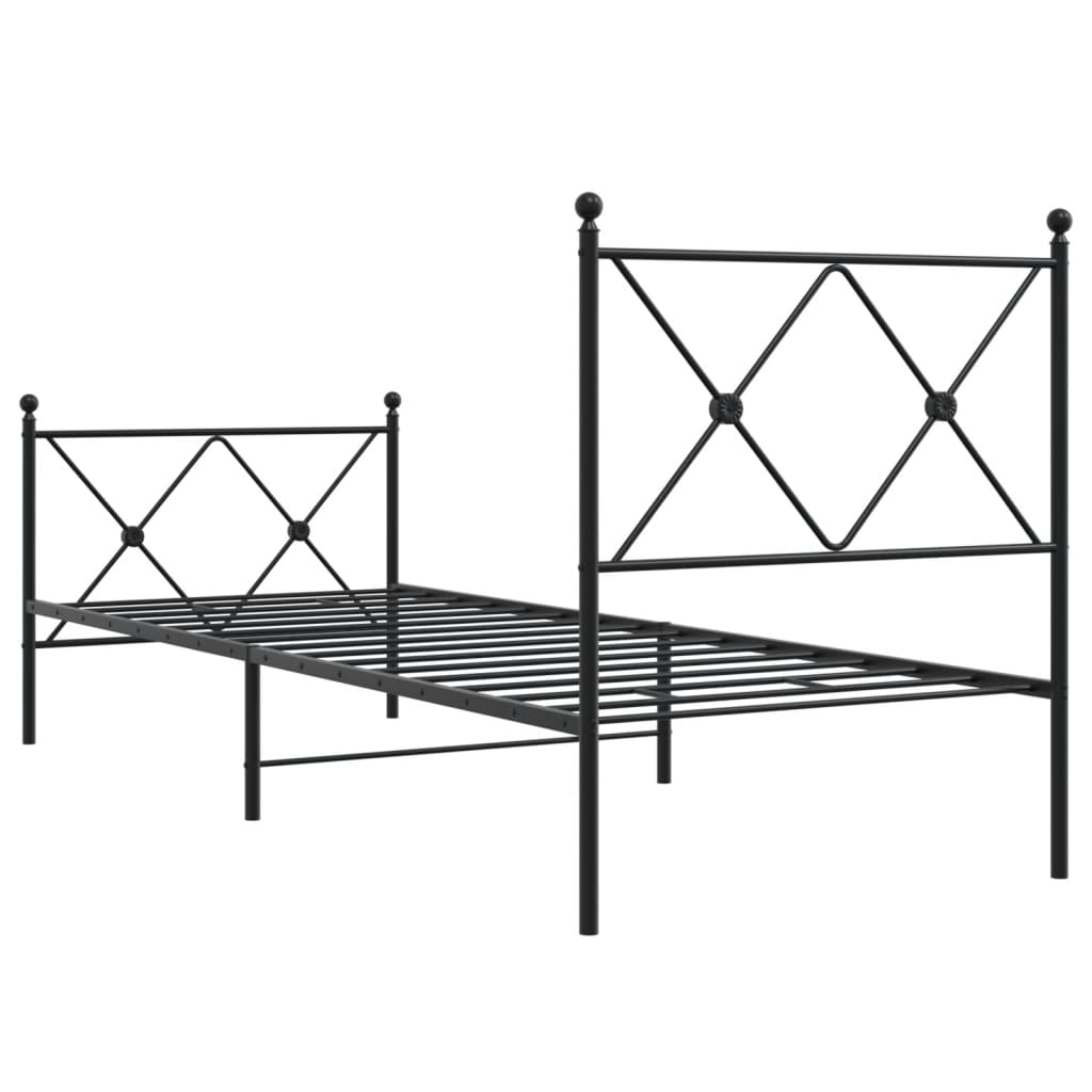 Bedframe met hoofd- en voeteneinde metaal zwart 80x200 cm – afbeelding 6
