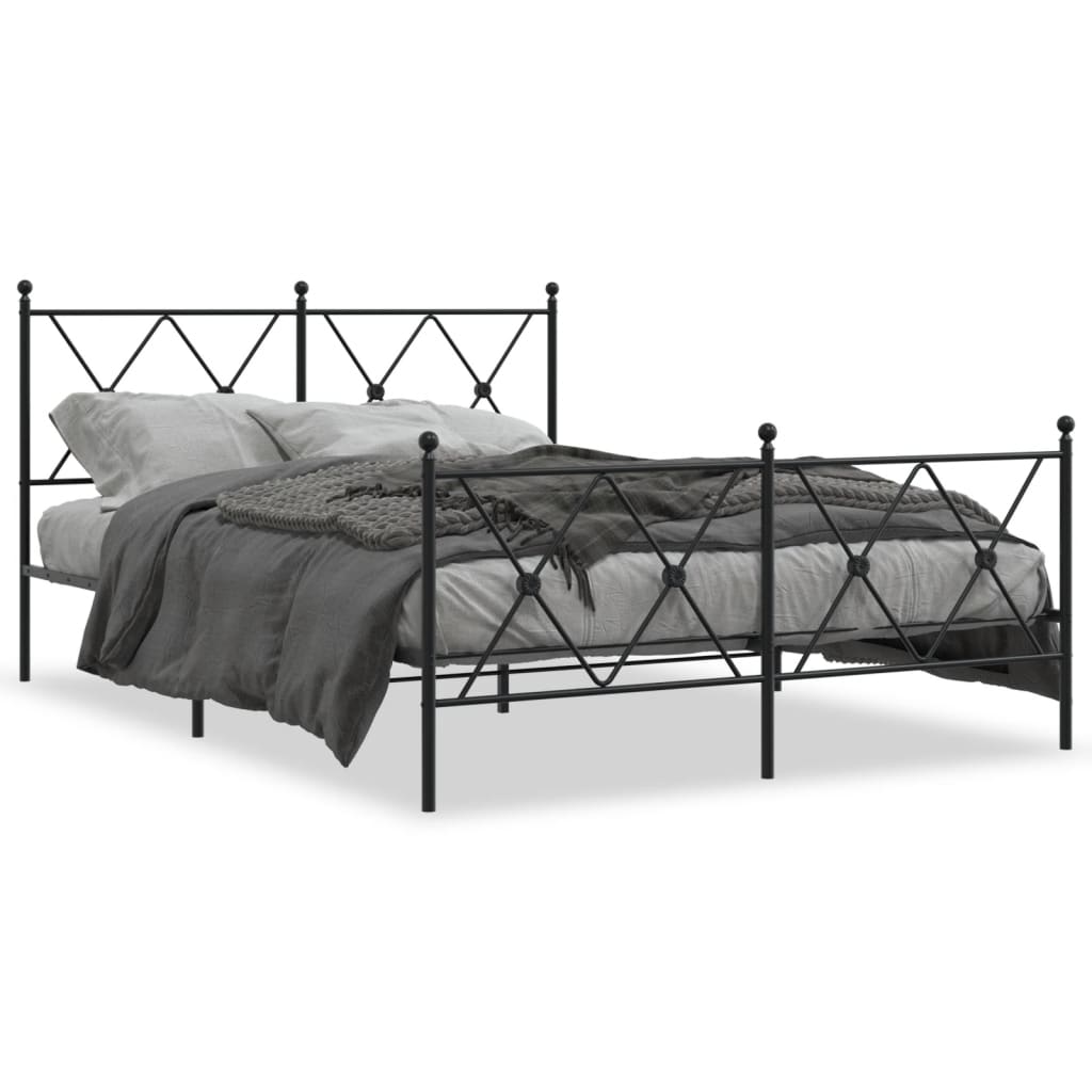 Bedframe met hoofd- en voeteneinde metaal zwart 140x200 cm – afbeelding 2
