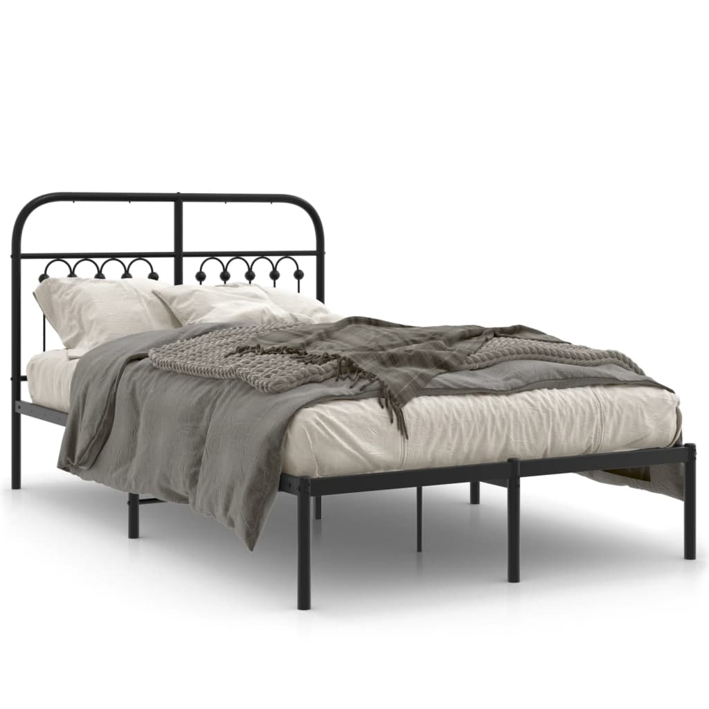 Bedframe met hoofdbord metaal zwart 120x200 cm – afbeelding 2