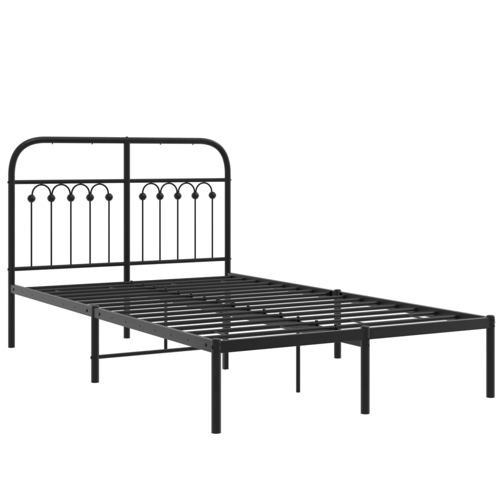 Bedframe met hoofdbord metaal zwart 120x200 cm – afbeelding 3