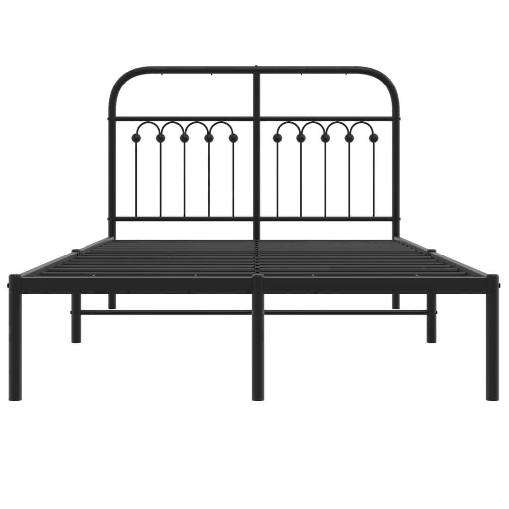 Bedframe met hoofdbord metaal zwart 120x200 cm – afbeelding 4