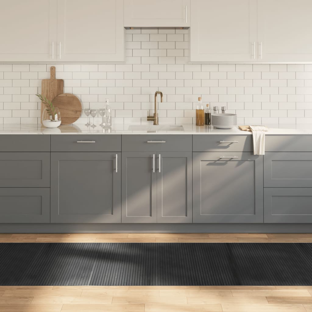 Vloerkleed rechthoekig 80x400 cm bamboe grijs – afbeelding 1