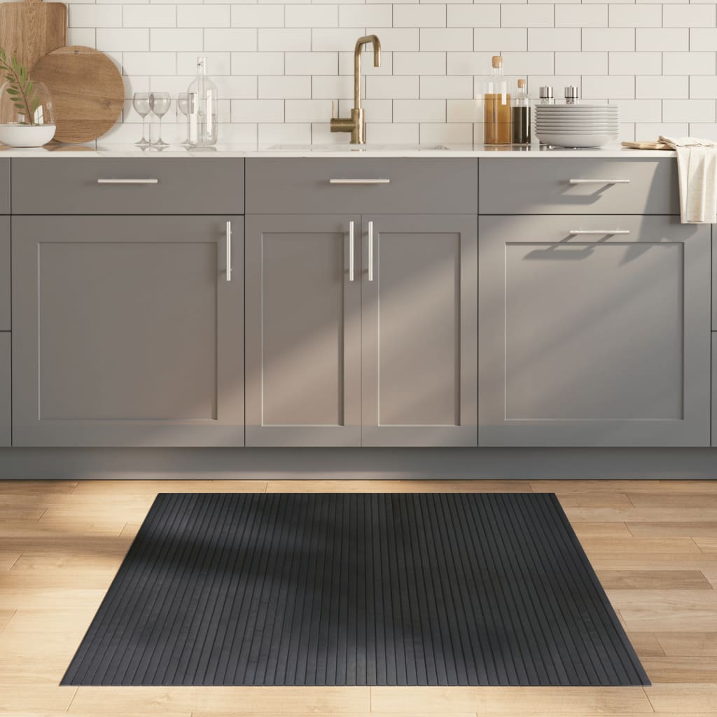 Vloerkleed rechthoekig 100x100 cm bamboe grijs – afbeelding 1
