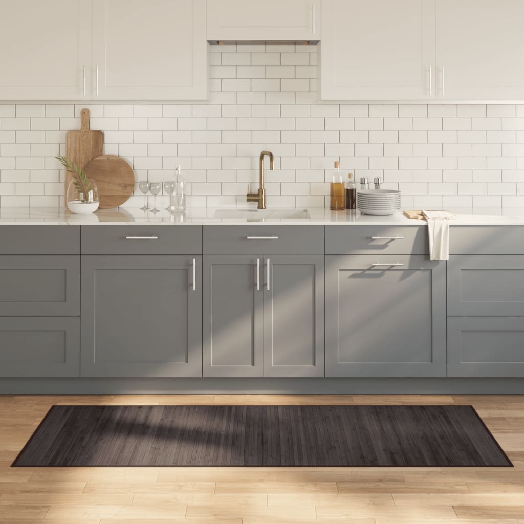 Vloerkleed rechthoekig 70x200 cm bamboe donkerbruin – afbeelding 1