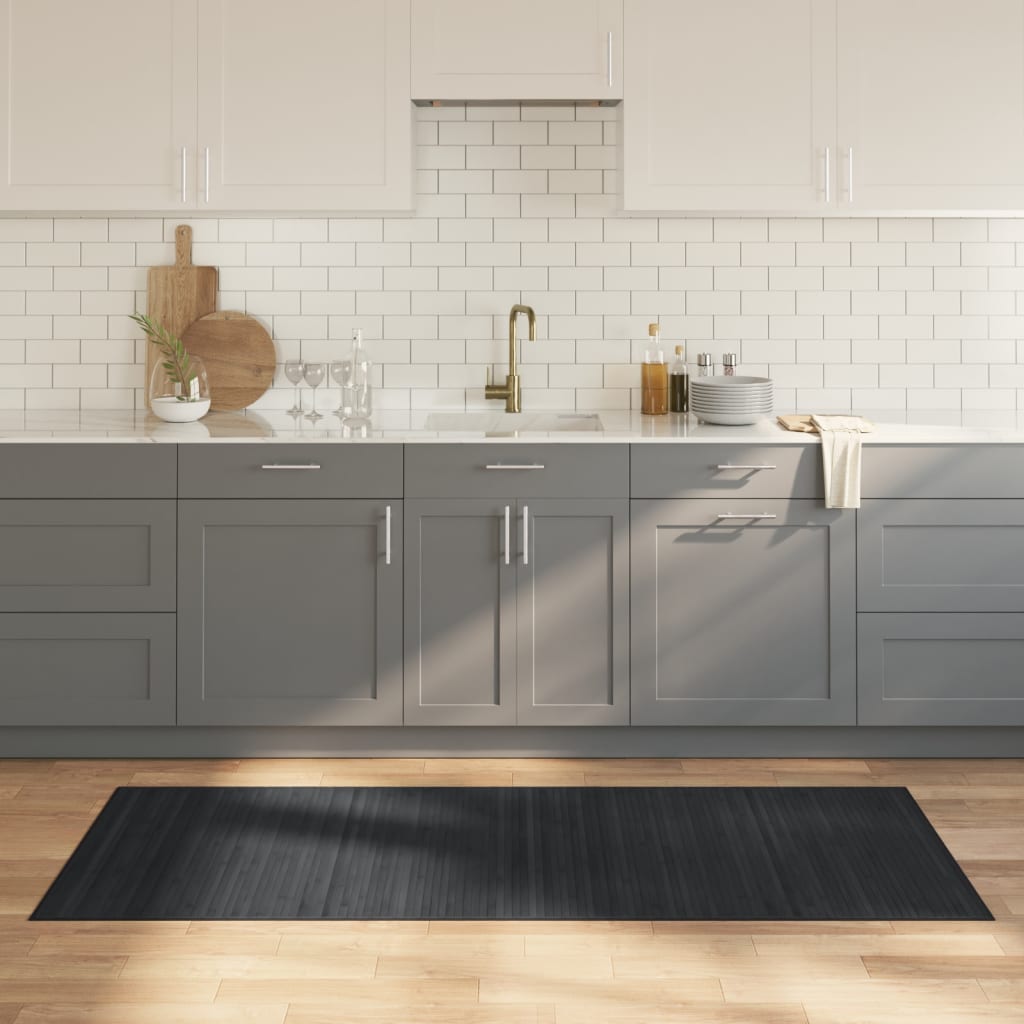 Vloerkleed rechthoekig 80x200 cm bamboe grijs – afbeelding 1