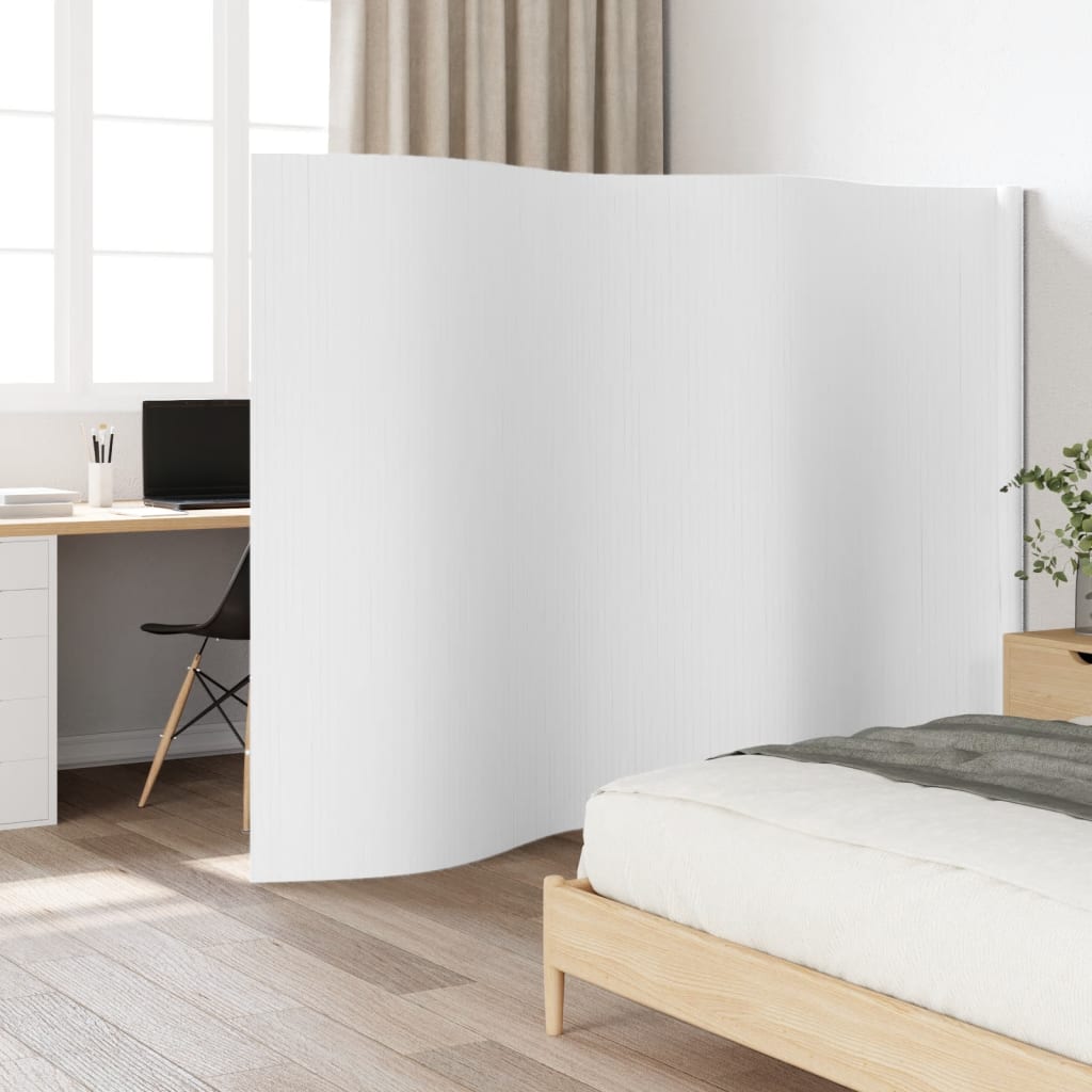 Kamerscherm breedte 400 cm hoogte 165 cm bamboe wit – afbeelding 1