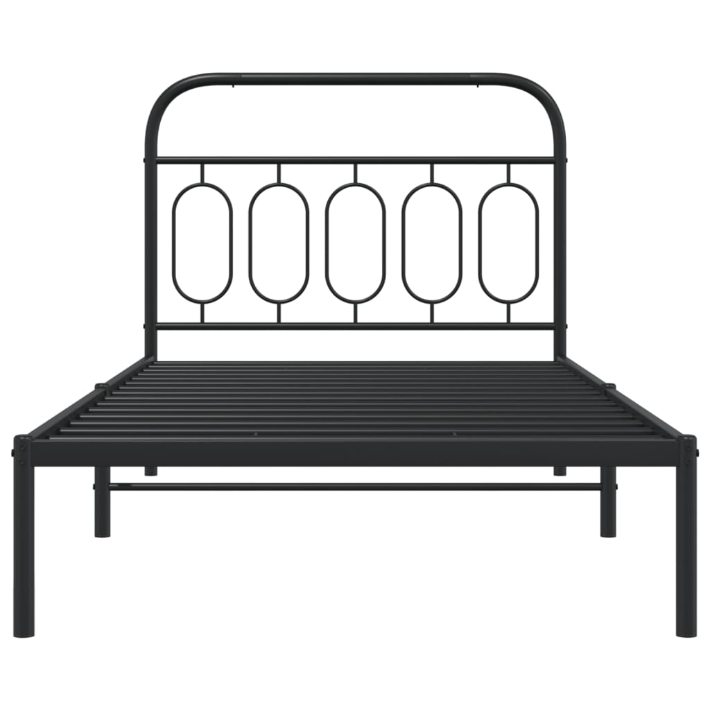 Bedframe met hoofdbord metaal zwart 107x203 cm – afbeelding 4