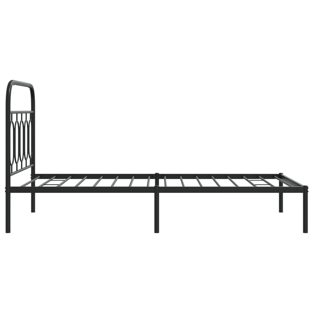 Bedframe met hoofdbord metaal zwart 107x203 cm – afbeelding 5