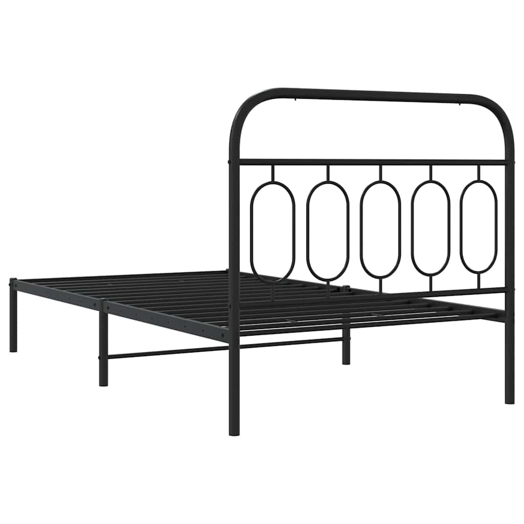 Bedframe met hoofdbord metaal zwart 107x203 cm – afbeelding 6