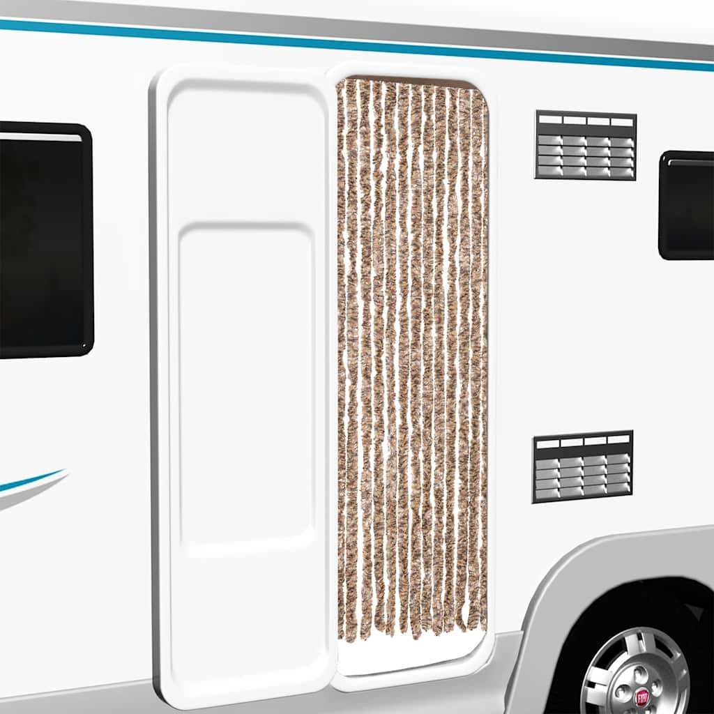 Vliegengordijn 56x185 cm chenille beige en donkerbruin