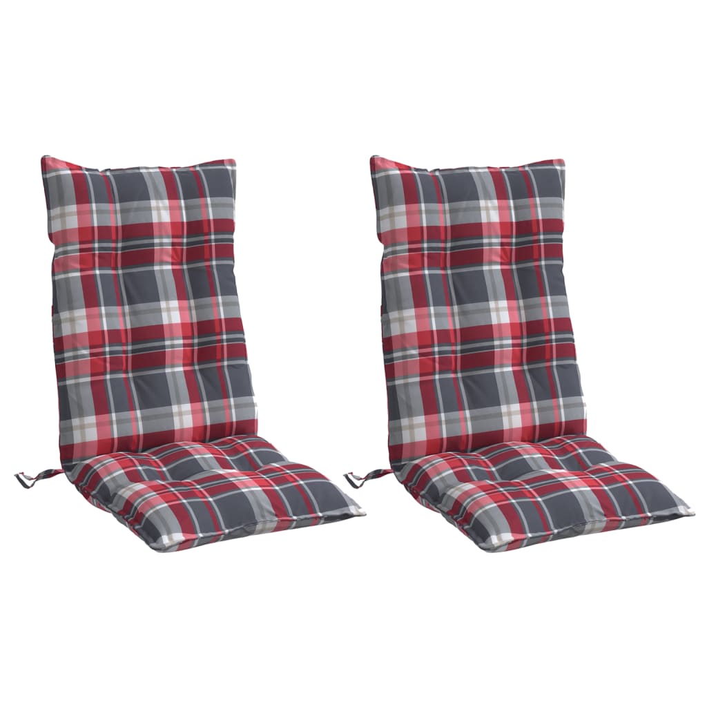 Stoelkussens 2 st hoge rug ruitpatroon oxford stof rood – afbeelding 3