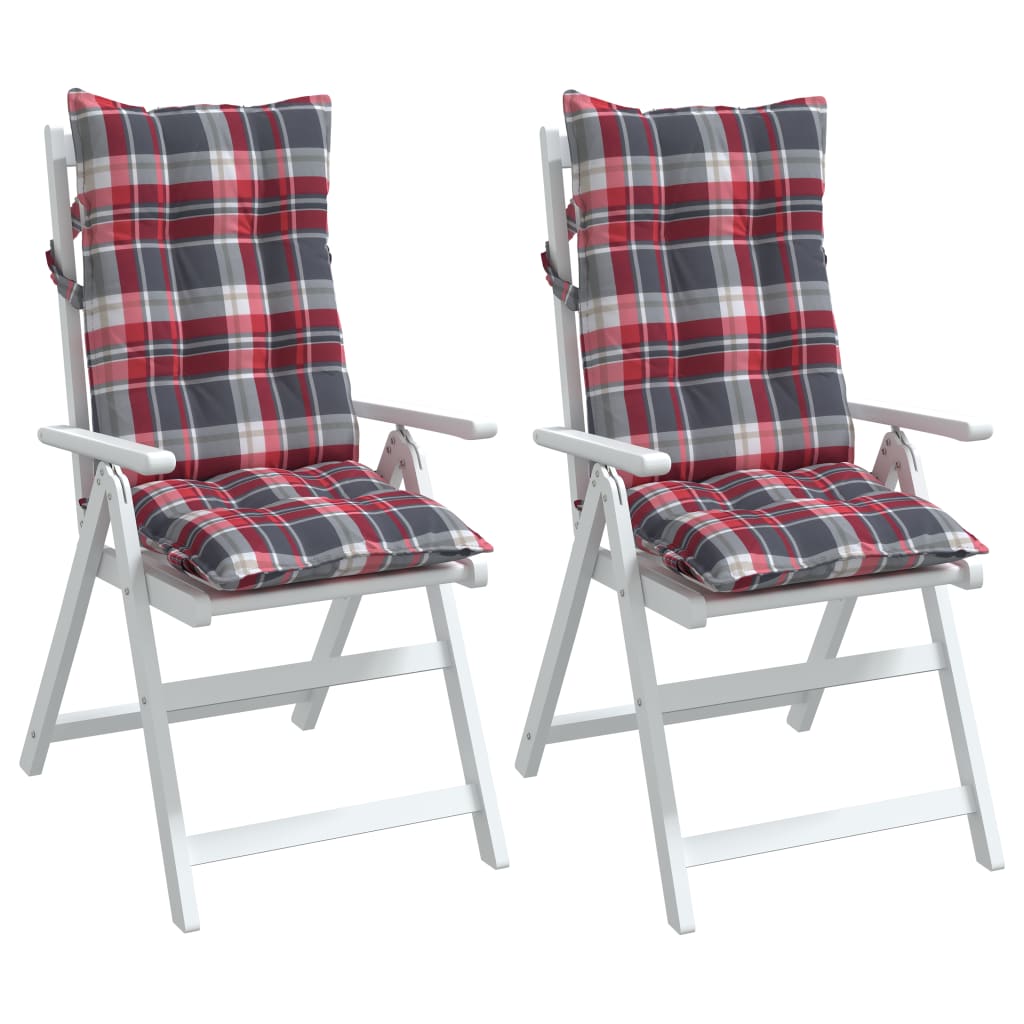 Stoelkussens 2 st hoge rug ruitpatroon oxford stof rood – afbeelding 4