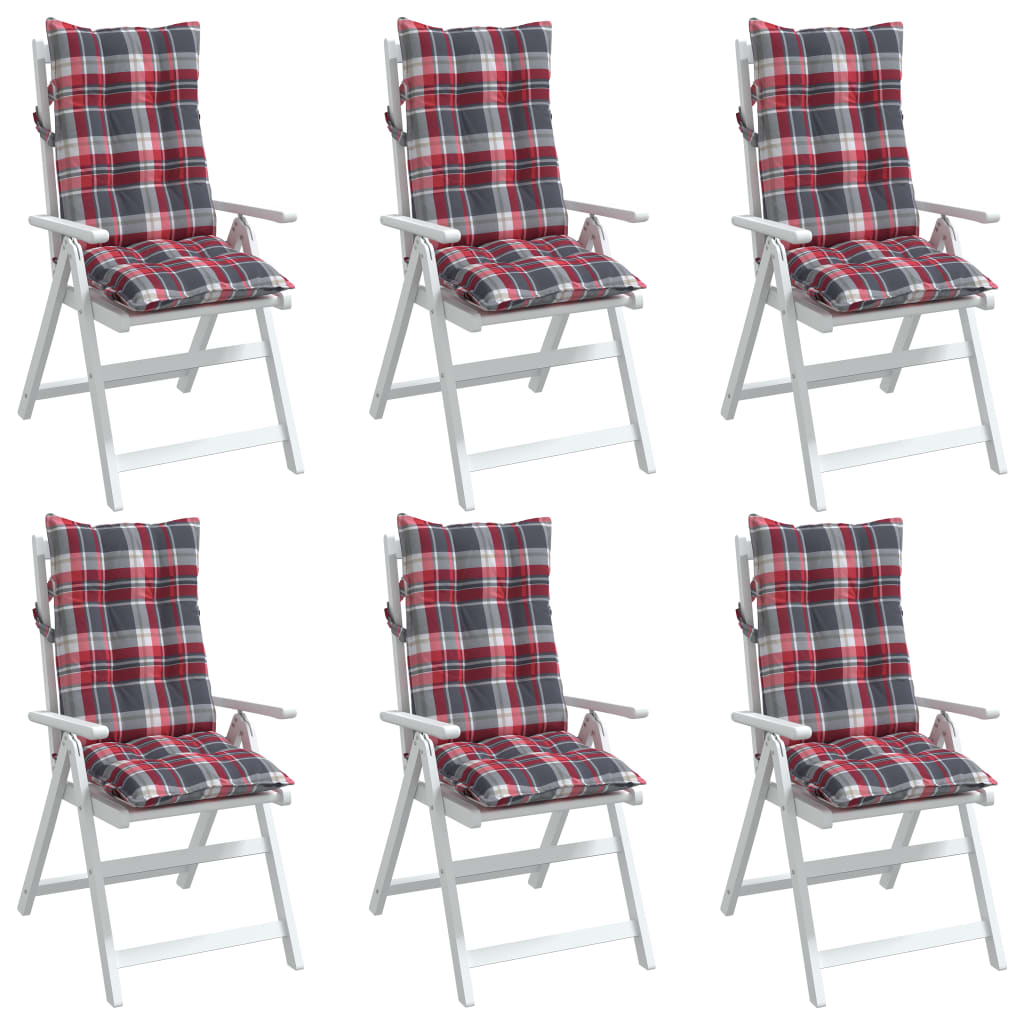 Stoelkussens 6 st hoge rug ruitpatroon oxford stof rood – afbeelding 4