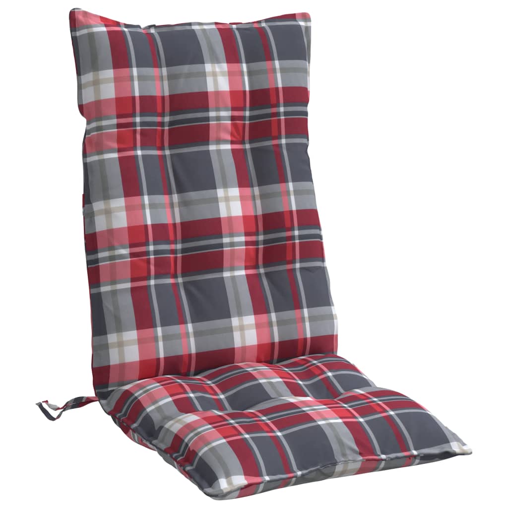 Stoelkussens 6 st hoge rug ruitpatroon oxford stof rood – afbeelding 5