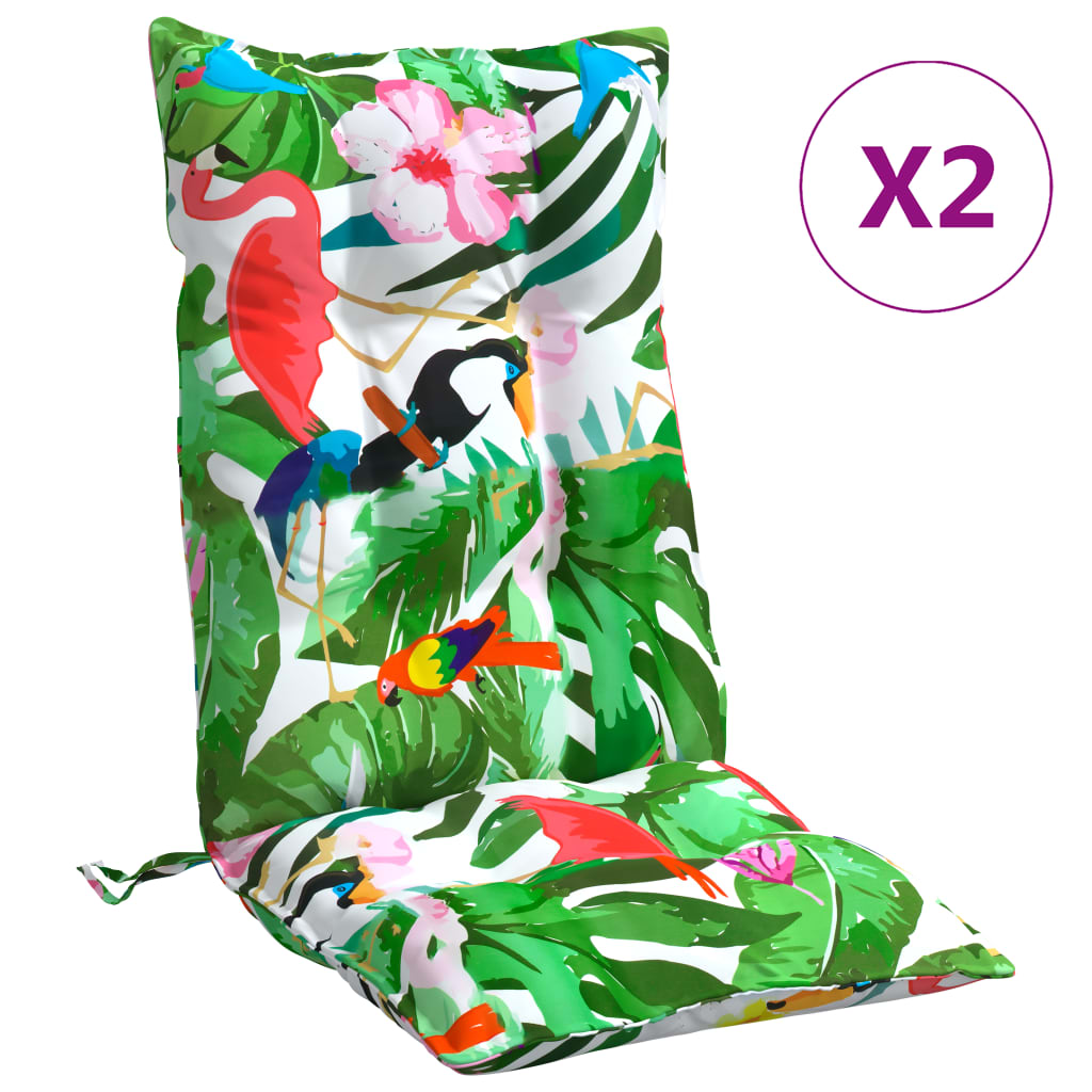 Stoelkussens 2 st hoge rug oxford stof meerkleurig – afbeelding 2