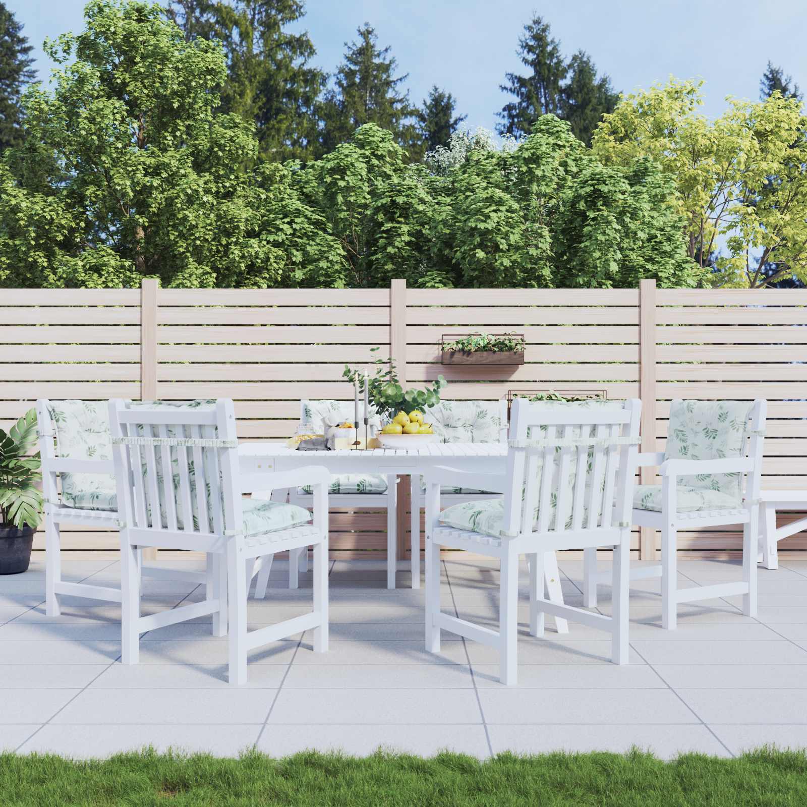 Buiten Kussen 6 pcs Wit 100 x 50 x 7 cm Stof – afbeelding 1