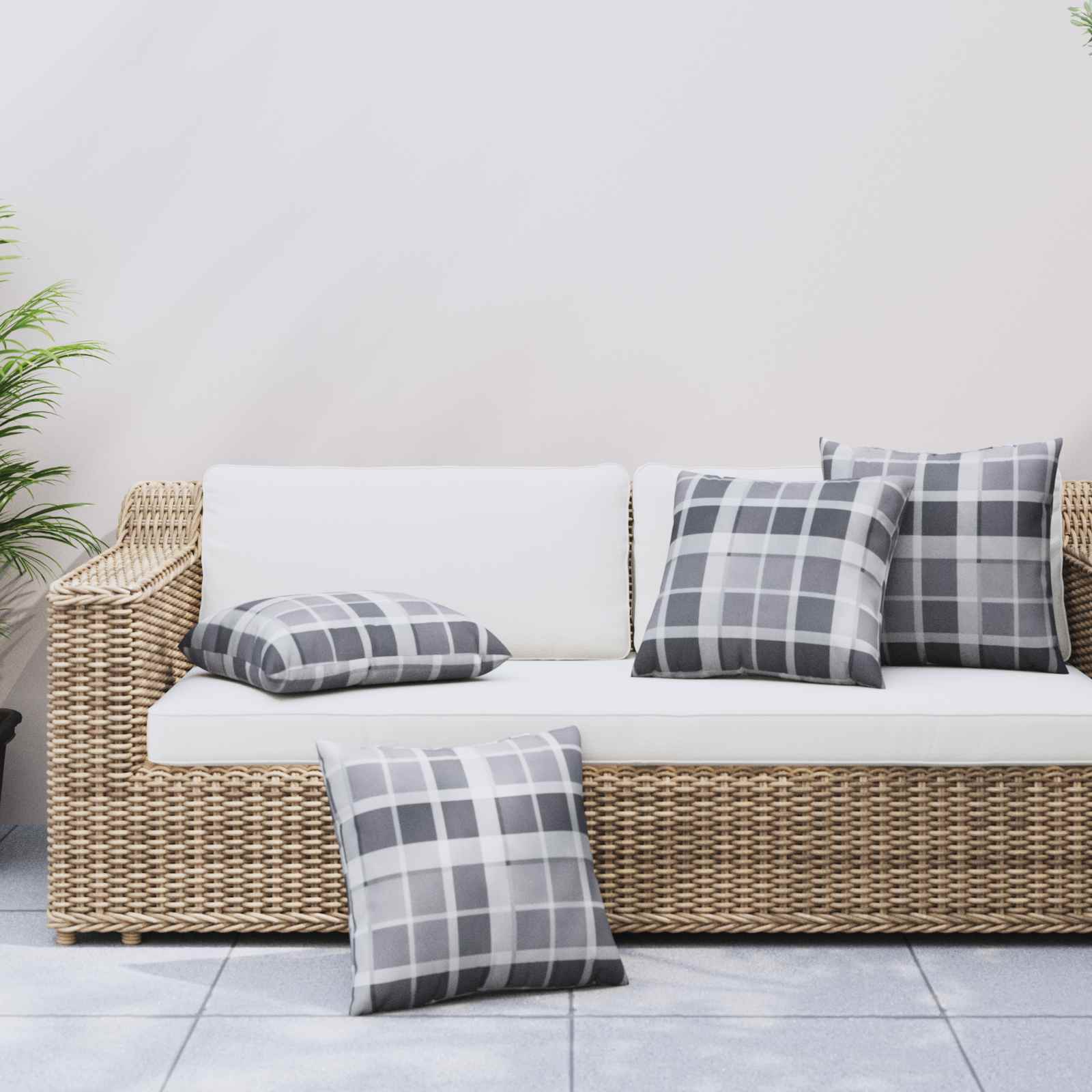 Buiten Kussen Geruit 4 pcs Grijs Ruit 50 x 50 cm Stof