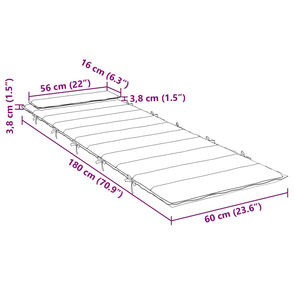 Ligbedkussen 180x60x4 cm oxford stof marineblauw – afbeelding 9