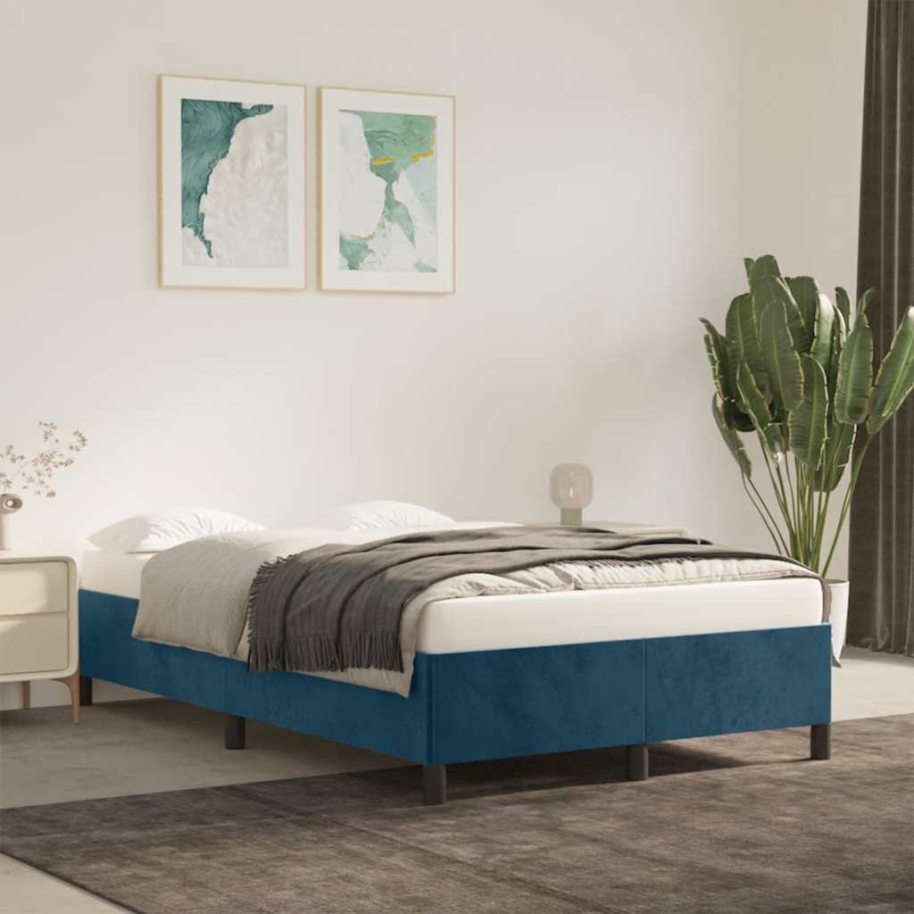 Bedframe zonder matras 120x190 cm fluweel donkerblauw – afbeelding 1