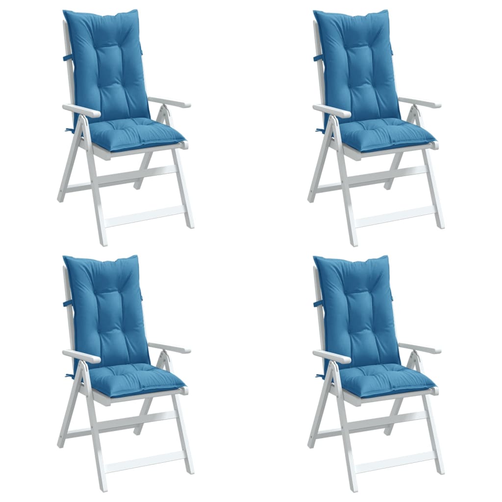 Stoelkussens 4 st hoge rug 120x50x7 cm stof gemêleerd blauw