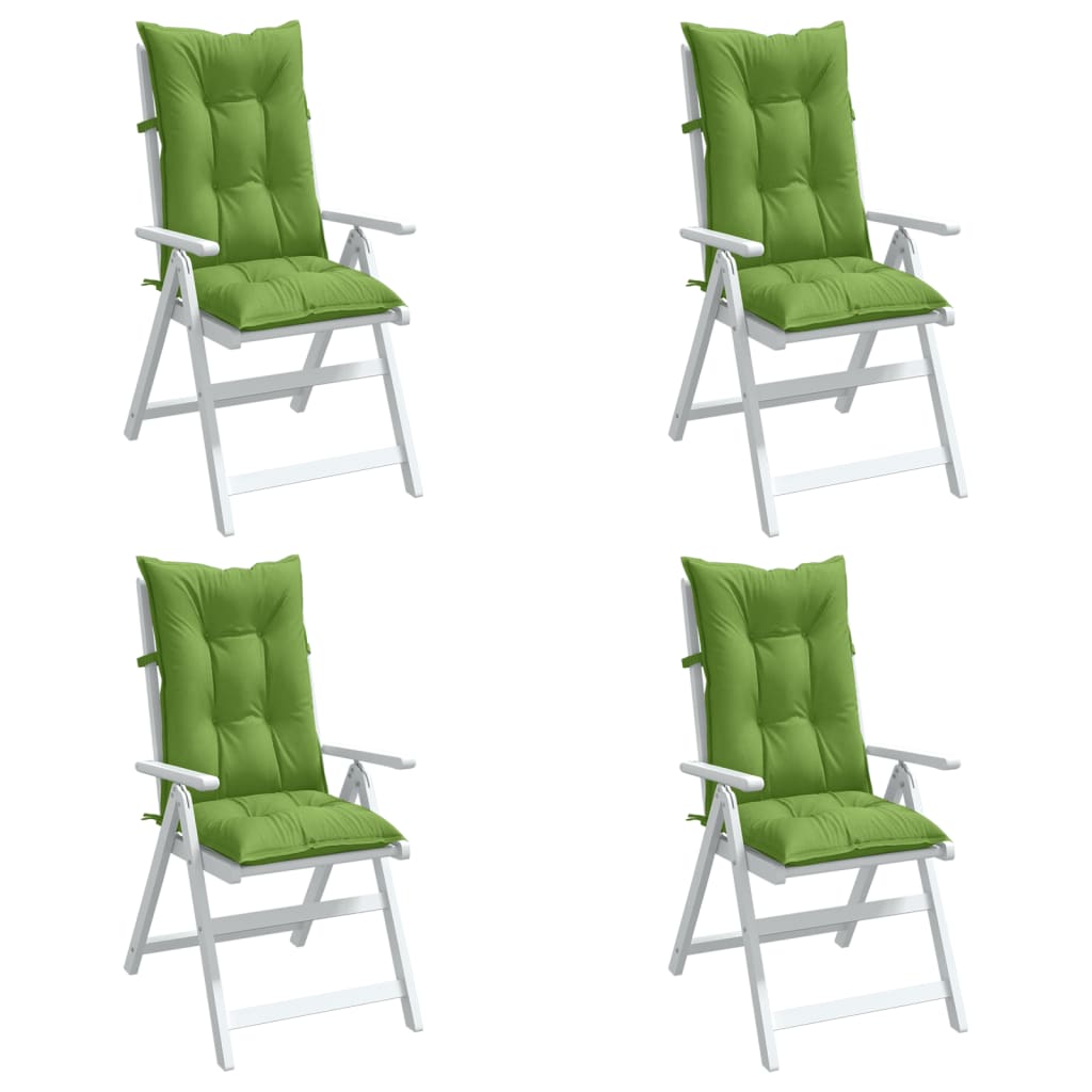 Stoelkussens 4 st hoge rug 120x50x7 cm stof gemêleerd groen