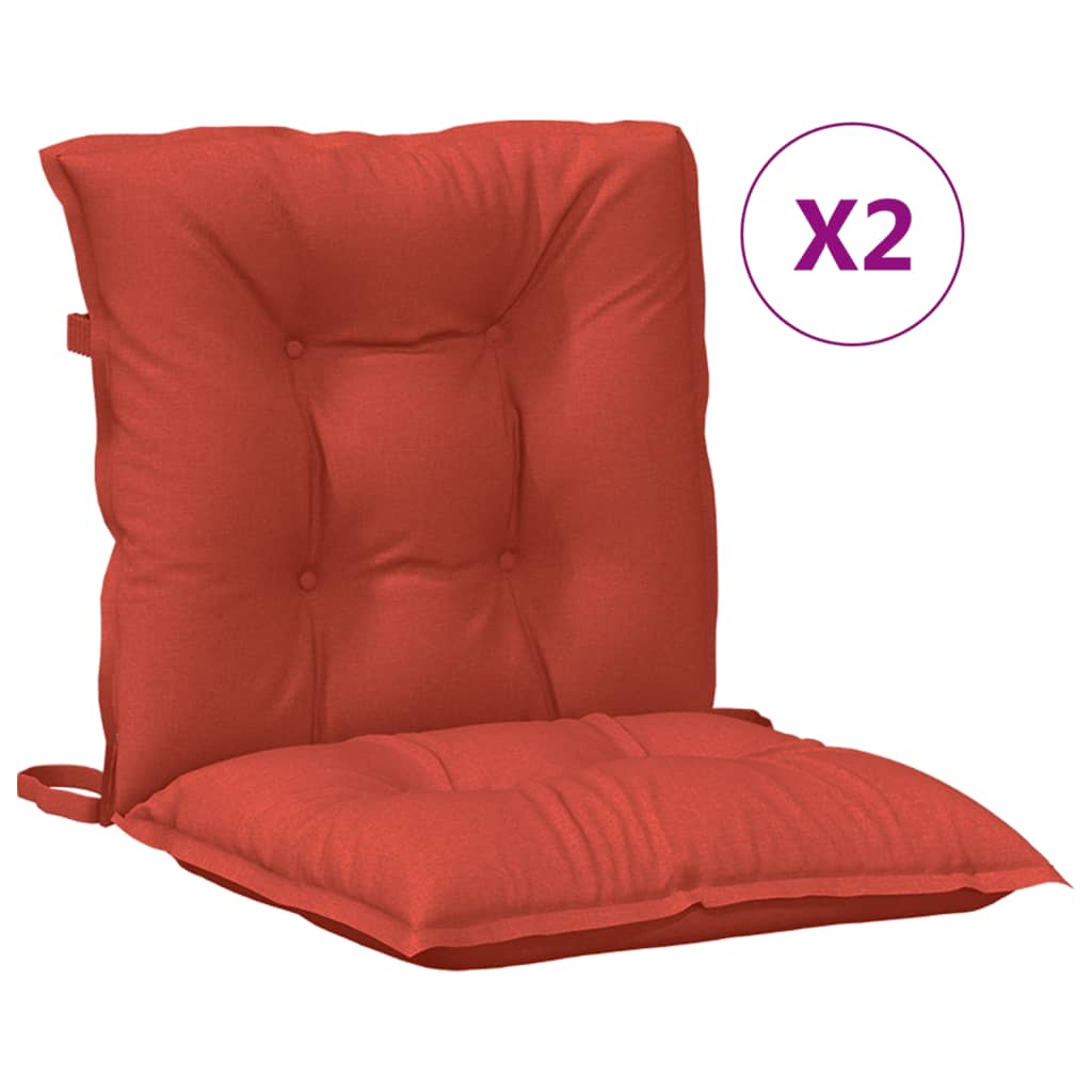Stoelkussens 2 st lage rug 100x50x7 cm stof gemêleerd rood – afbeelding 2