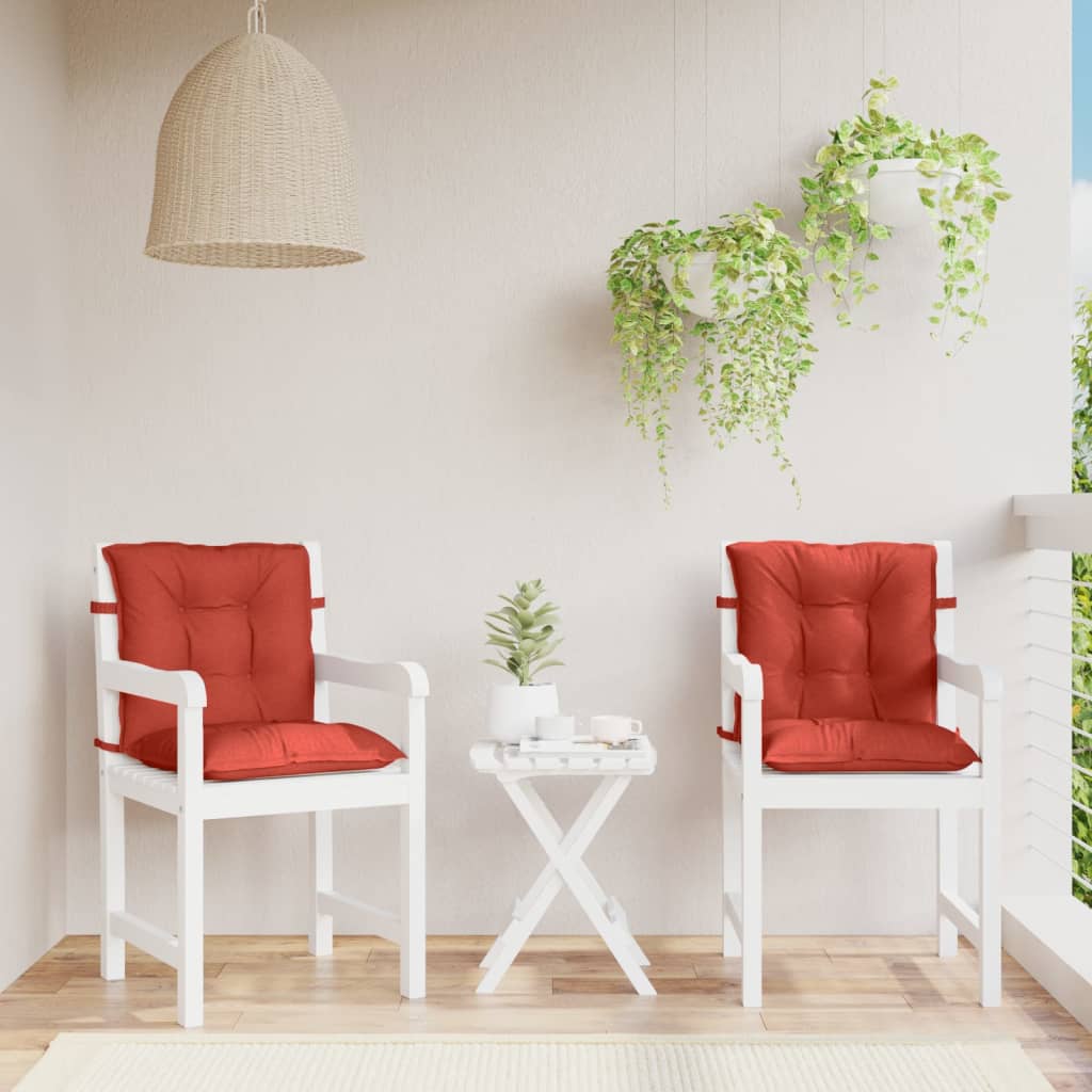 Stoelkussens 2 st lage rug 100x50x7 cm stof gemêleerd rood – afbeelding 3