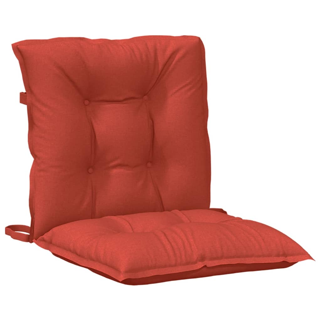 Stoelkussens 2 st lage rug 100x50x7 cm stof gemêleerd rood – afbeelding 5