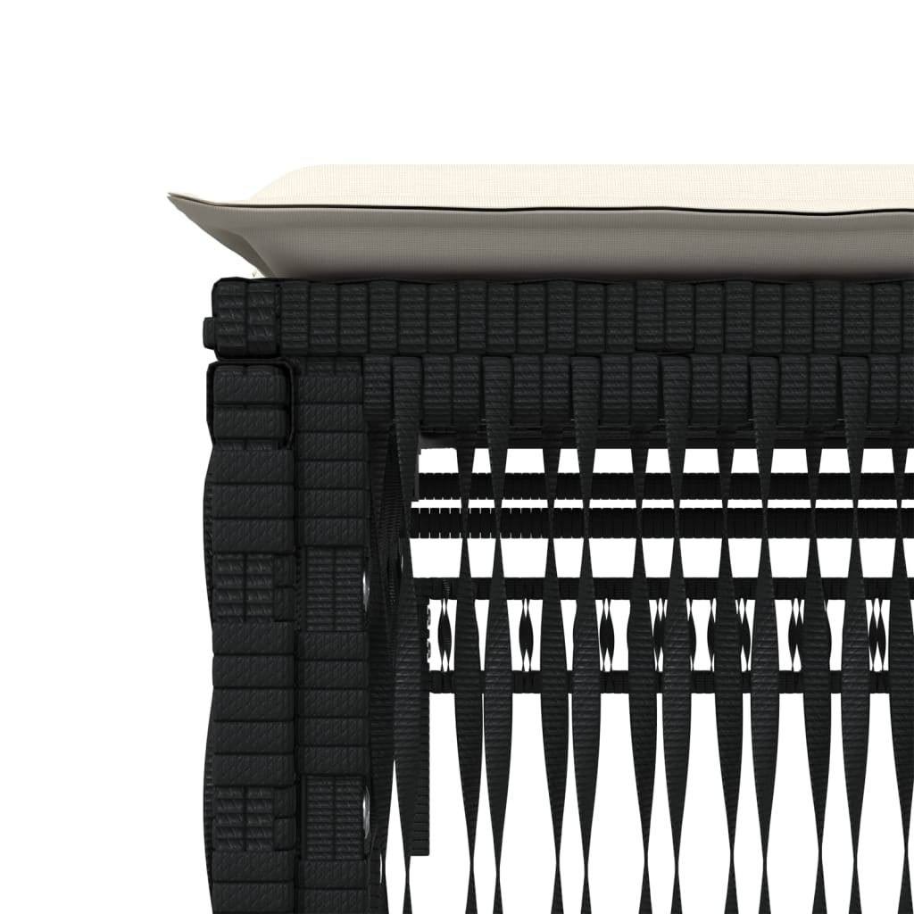 Ligbedden 2 st met tafel poly rattan zwart – afbeelding 8