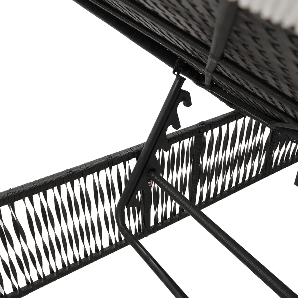 Ligbedden 2 st met tafel poly rattan zwart – afbeelding 9