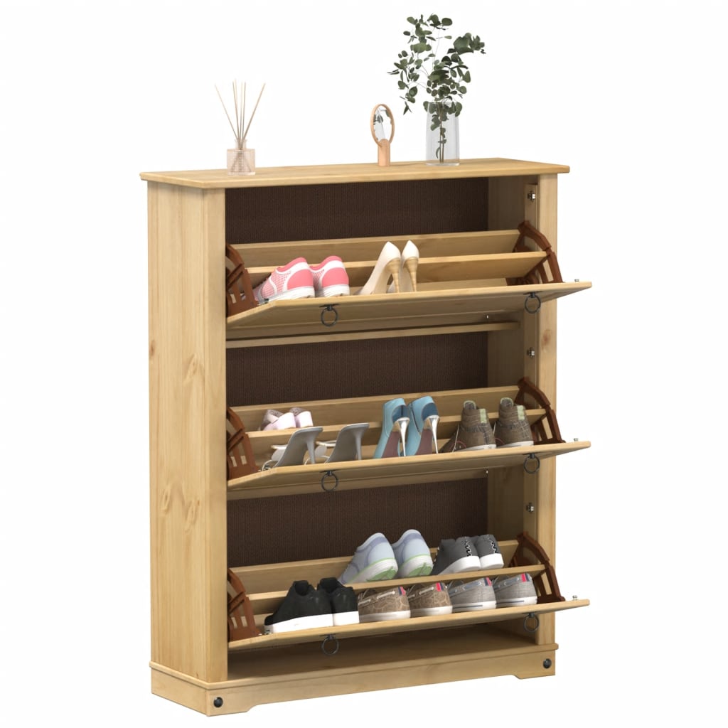 Schoenenkast Corona 99x32x124,5 cm massief grenenhout – afbeelding 1