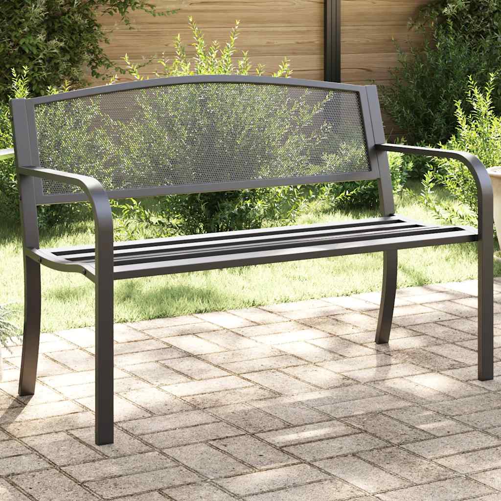 Tuinbankje 119 cm staal zwart – afbeelding 1