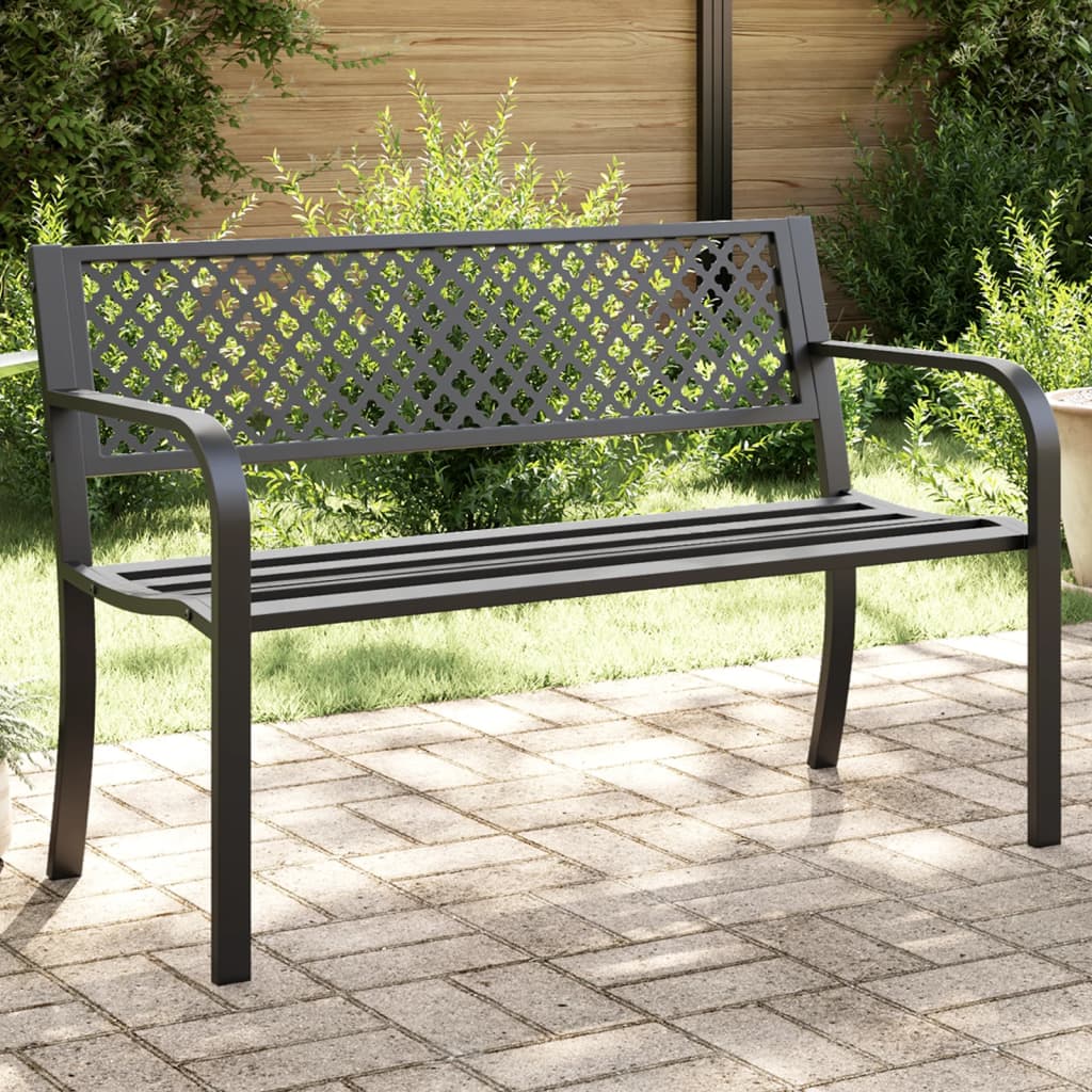 Tuinbankje 119 cm staal zwart – afbeelding 1
