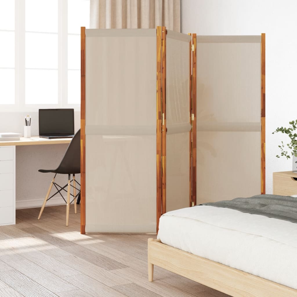Kamerscherm met 3 panelen 210x180 cm taupe – afbeelding 1