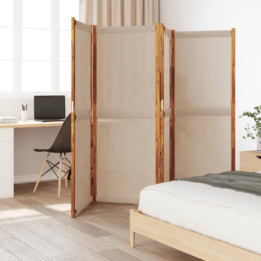 Kamerscherm met 4 panelen 280x180 cm taupe – afbeelding 1