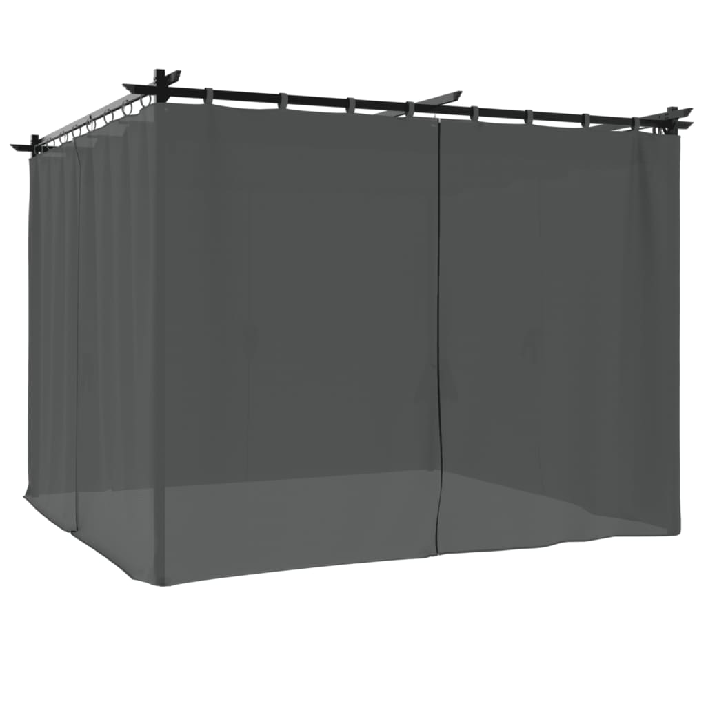 Prieel met gordijnen 3x3 m staal antracietkleurig – afbeelding 2