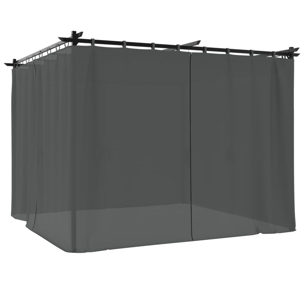Prieel met gordijnen 3x3 m staal antracietkleurig – afbeelding 6