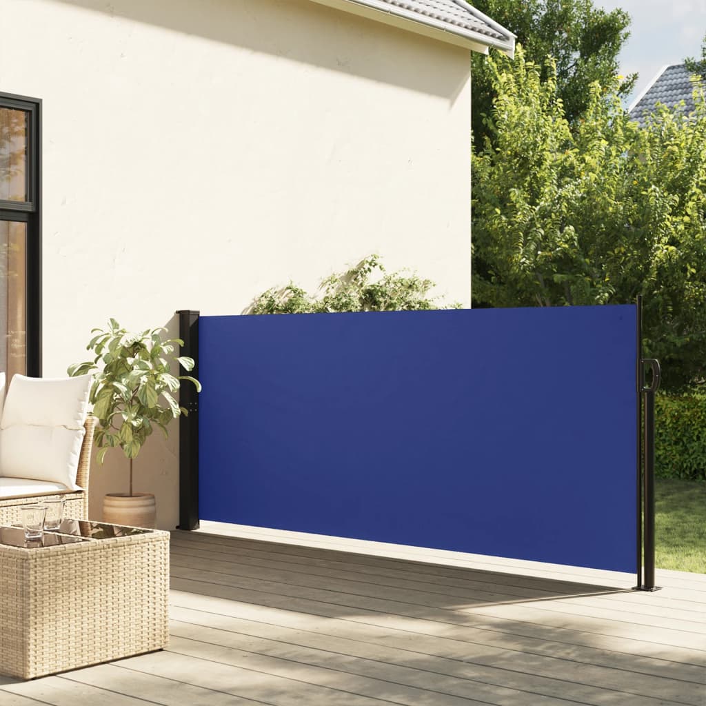 Windscherm uittrekbaar 140x500 cm blauw – afbeelding 1
