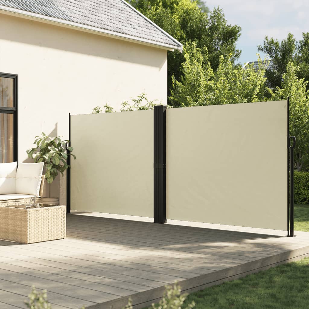 Tuinscherm uittrekbaar 180x600 cm crèmekleurig – afbeelding 1
