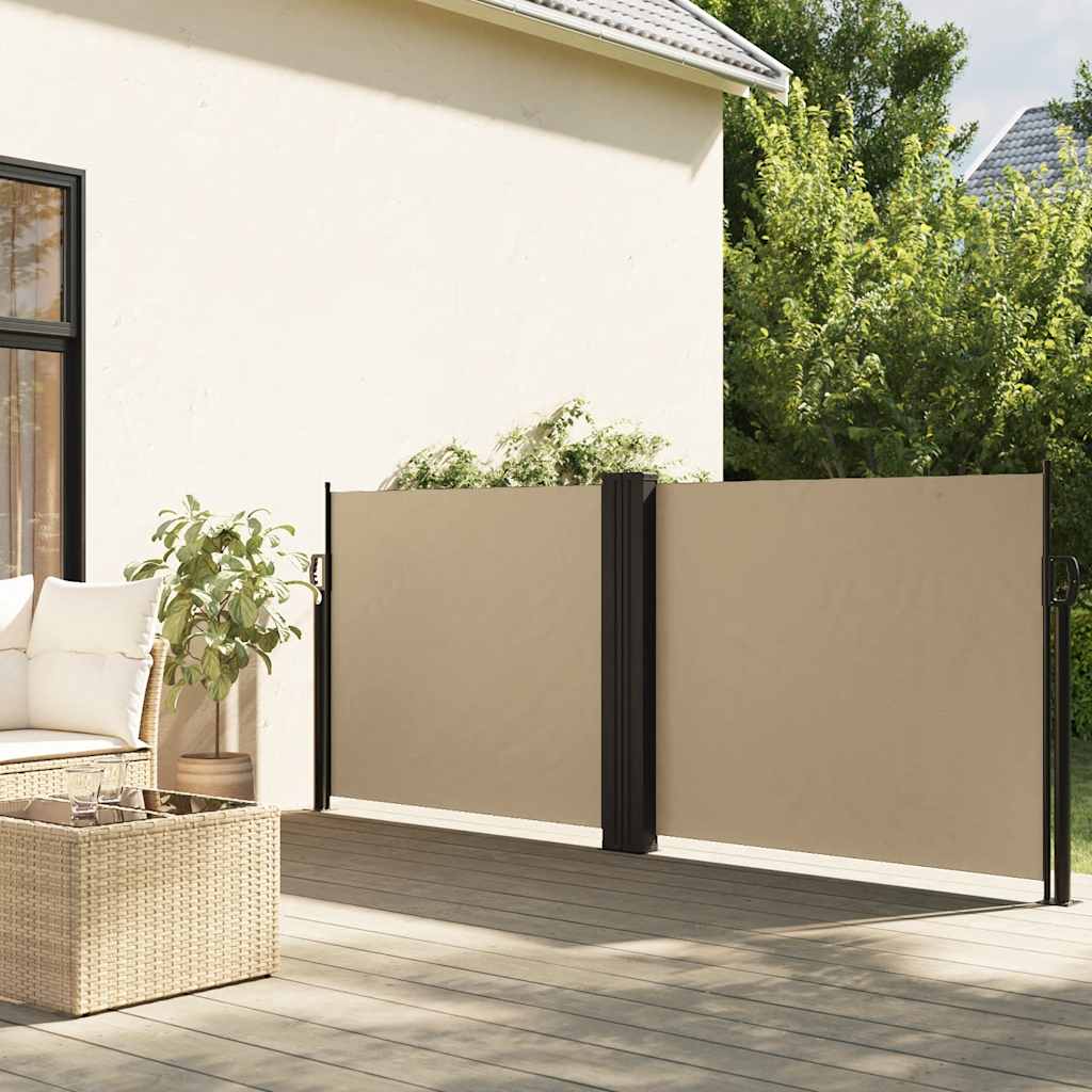 Windscherm uittrekbaar 120x1200 cm beige – afbeelding 1